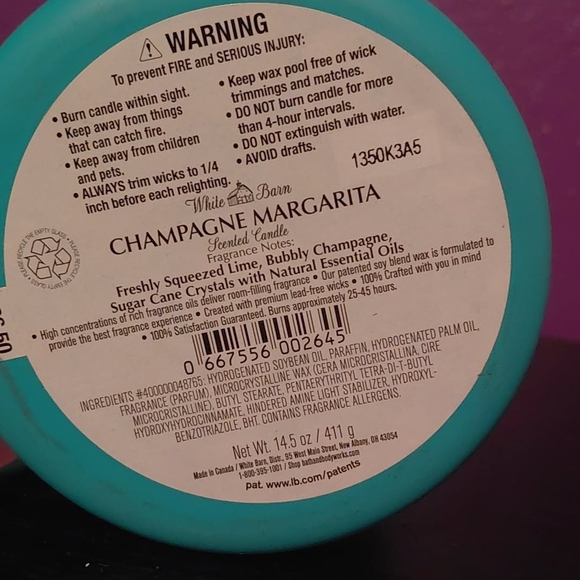 White Barn Champagne Margarita Candle - Discontinued! Hard To Find! - Picture 3 of 3